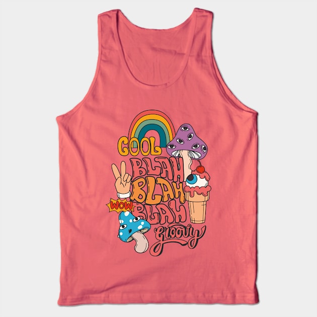 Blah Blah Blah Trippy Mushroom Tank Top by SSO Symbol